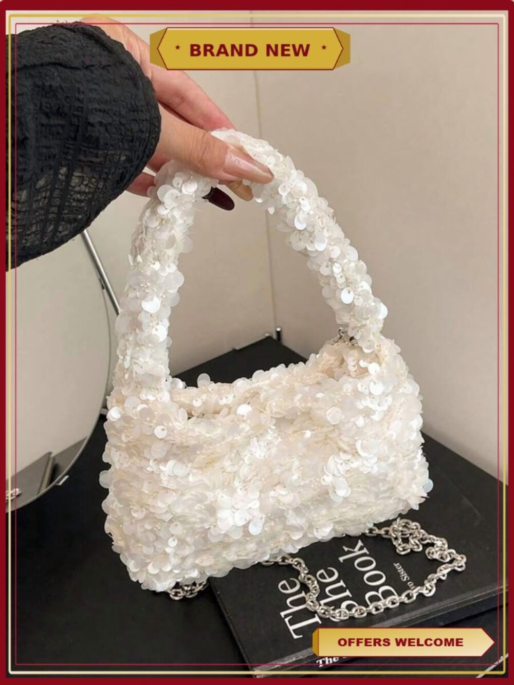 Women's Sequin Shoulder Bag Sparkly Hobo Evening Party Handbag